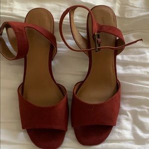 Maroon block heels